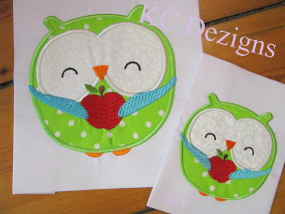 Owl Holding Apple Embroidery Design