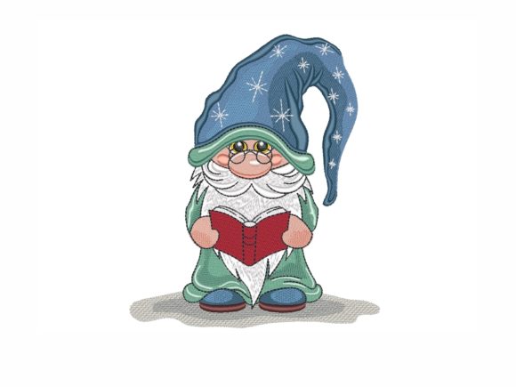 Reading Gnome Embroidery Design